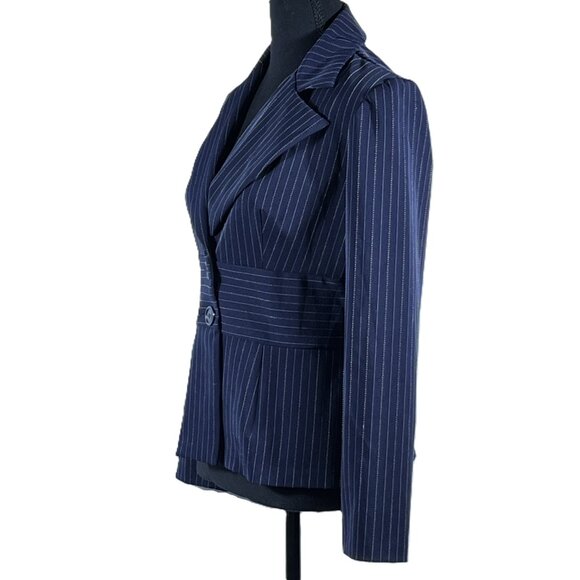 DBY Ltd. Blazer / Jacket - Dark Navy Blue - Pinstriped, Size 3/4 - Picture 2 of 13